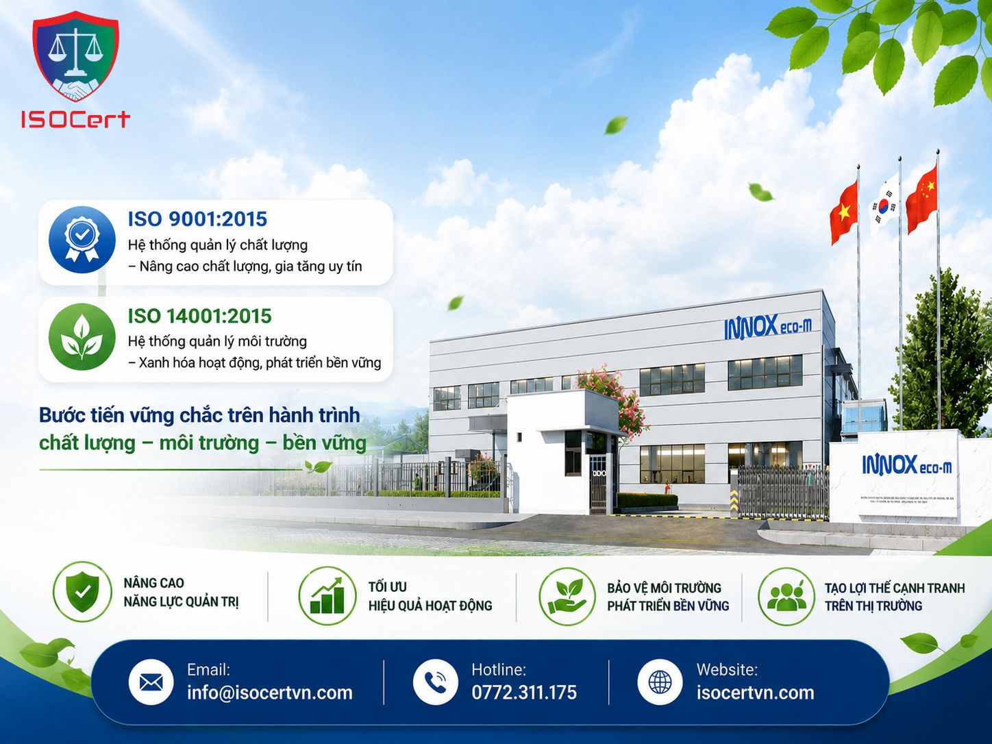 ISOCERT ĐỒNG HÀNH CÙNG INNOX ECOM VINA CHỨNG NHẬN ISO 9001:2015 VÀ ISO 14001:2015